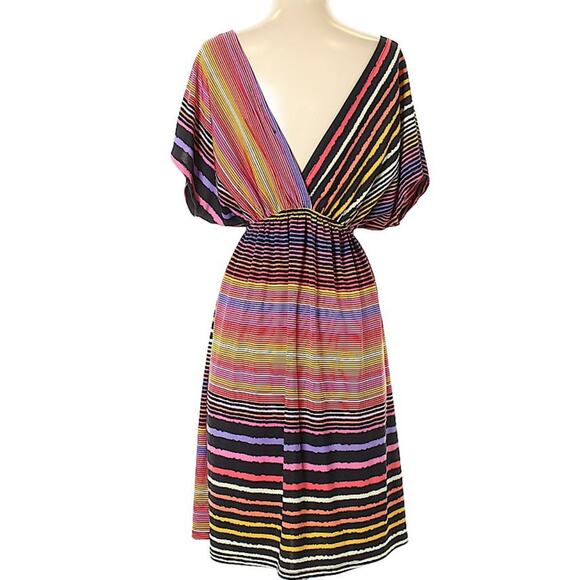 Hypnotik Multicolor Colorful Striped Dopamine Plunging V-Neck Dress - Picture 2 of 8
